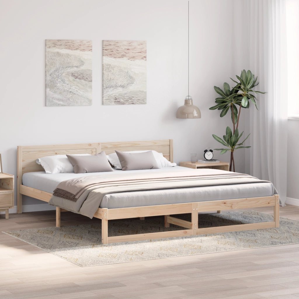 Struttura Letto Legno Naturale Legno Massello di Pino 180 x 200 cm