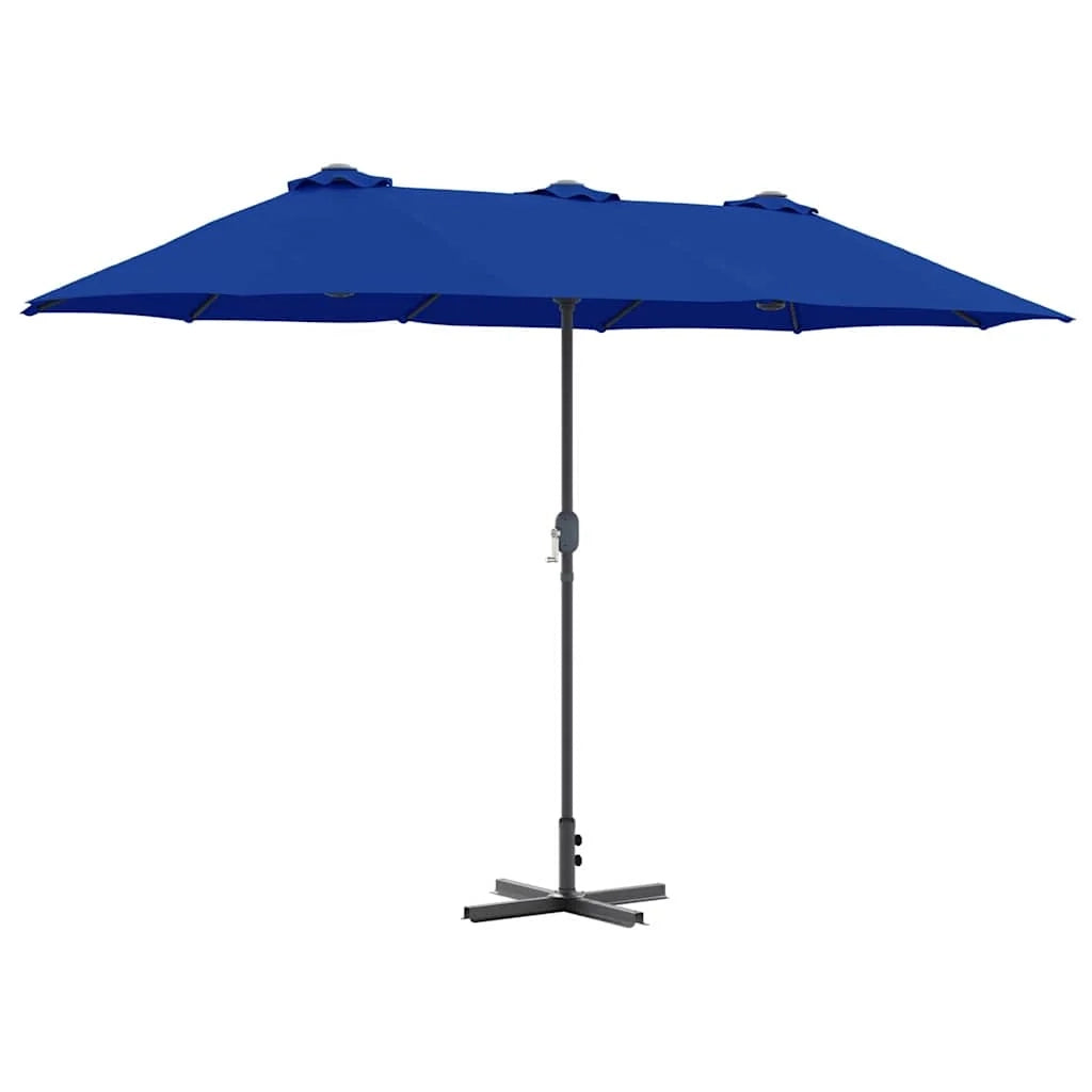 Ombrellone da giardino pieghevole moderno 370 x 197 x 239 cm pratico e resistente in poliestere azzurro 02_0058744