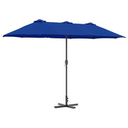 Ombrellone da giardino pieghevole moderno 370 x 197 x 239 cm pratico e resistente in poliestere azzurro 02_0058744