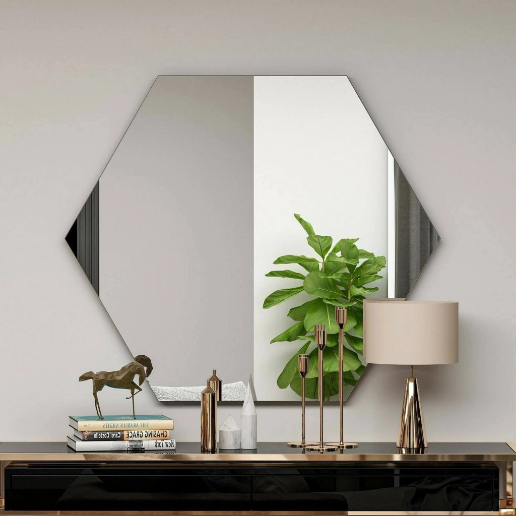 Specchio Kongrey, Specchiera, Articolo d'arredo a muro, Decorazione con specchio, 70x2h60 cm, Nero