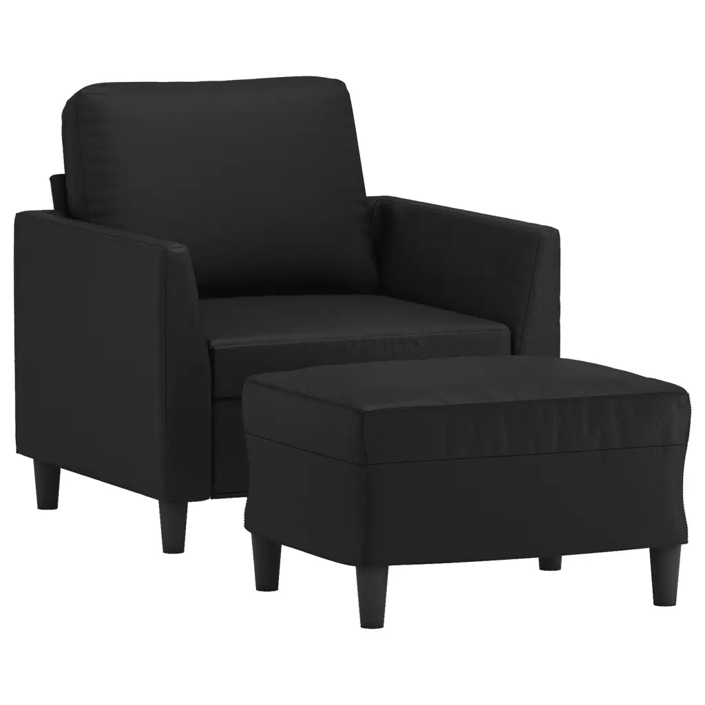 Poltrona | Sedia Relax con Poggiapiedi Nero 60 cm in Similpelle