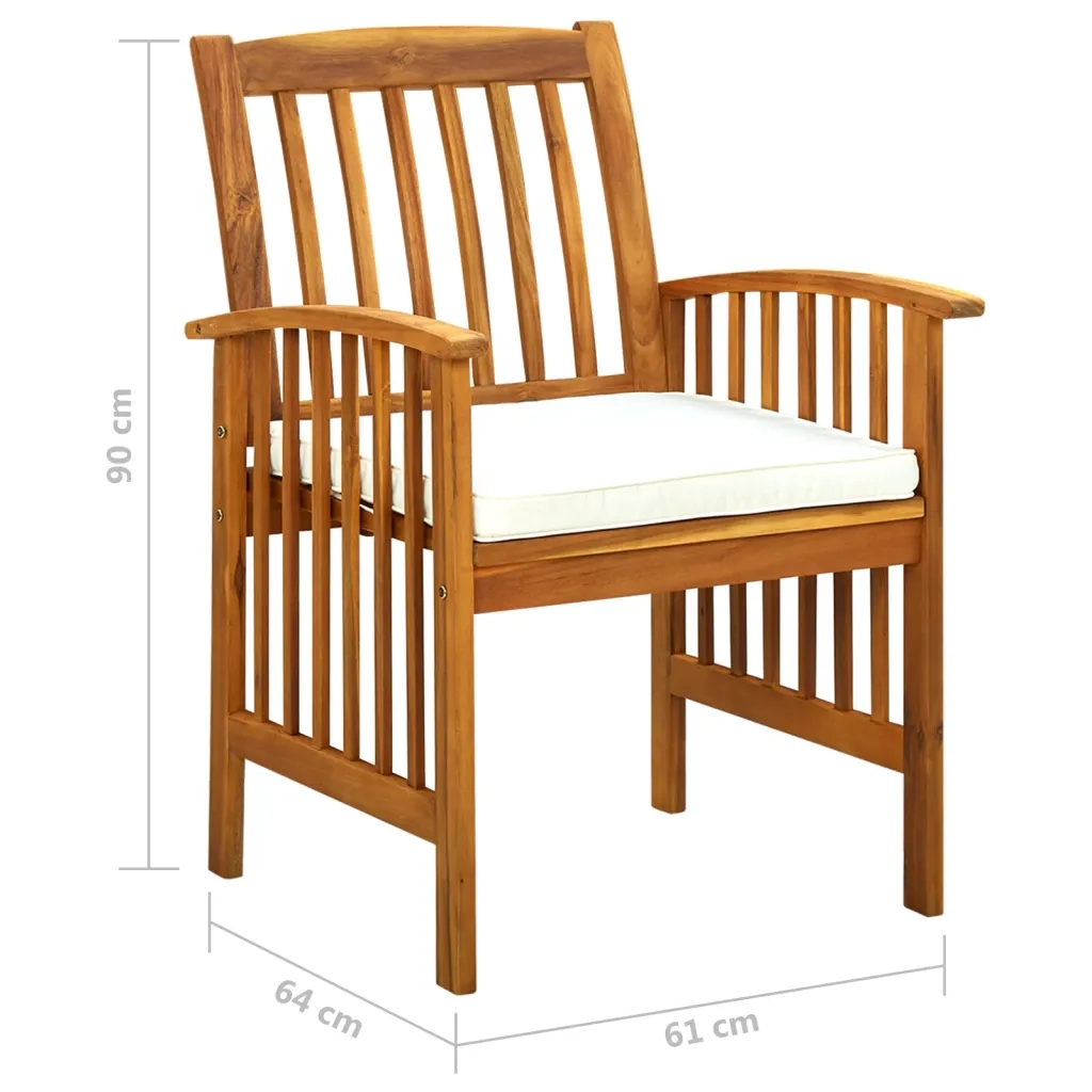 Set da Pranzo da Giardino 7 pz con Cuscini Massello di Acacia cod mxl 37866