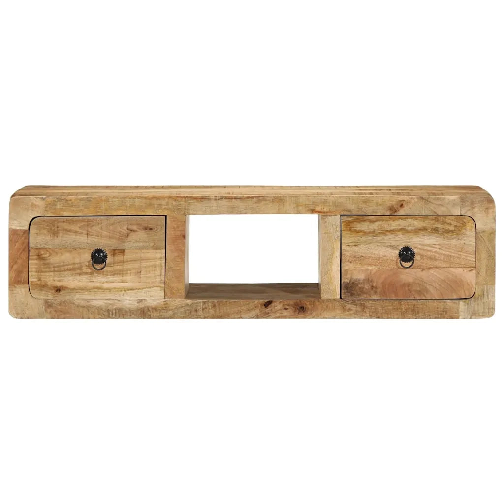 Mobile TV a Parete 100x32x25 cm Legno Grezzo Massello di Mango