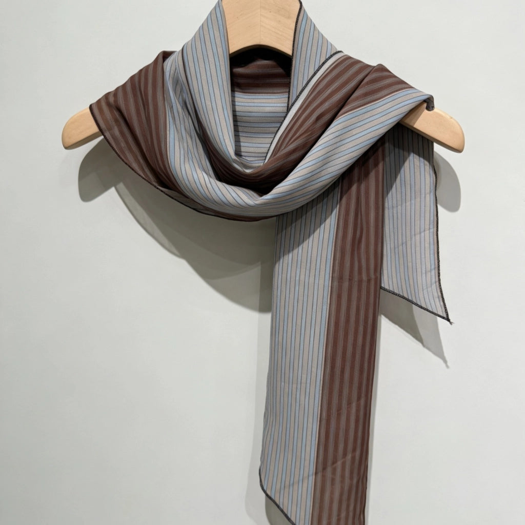 Sciarpa piccola, leggera e monostrato, ideale per la primavera e l'estate, con bordi arrotolati, nastro in chiffon lungo e sottile, sciarpa stretta in seta