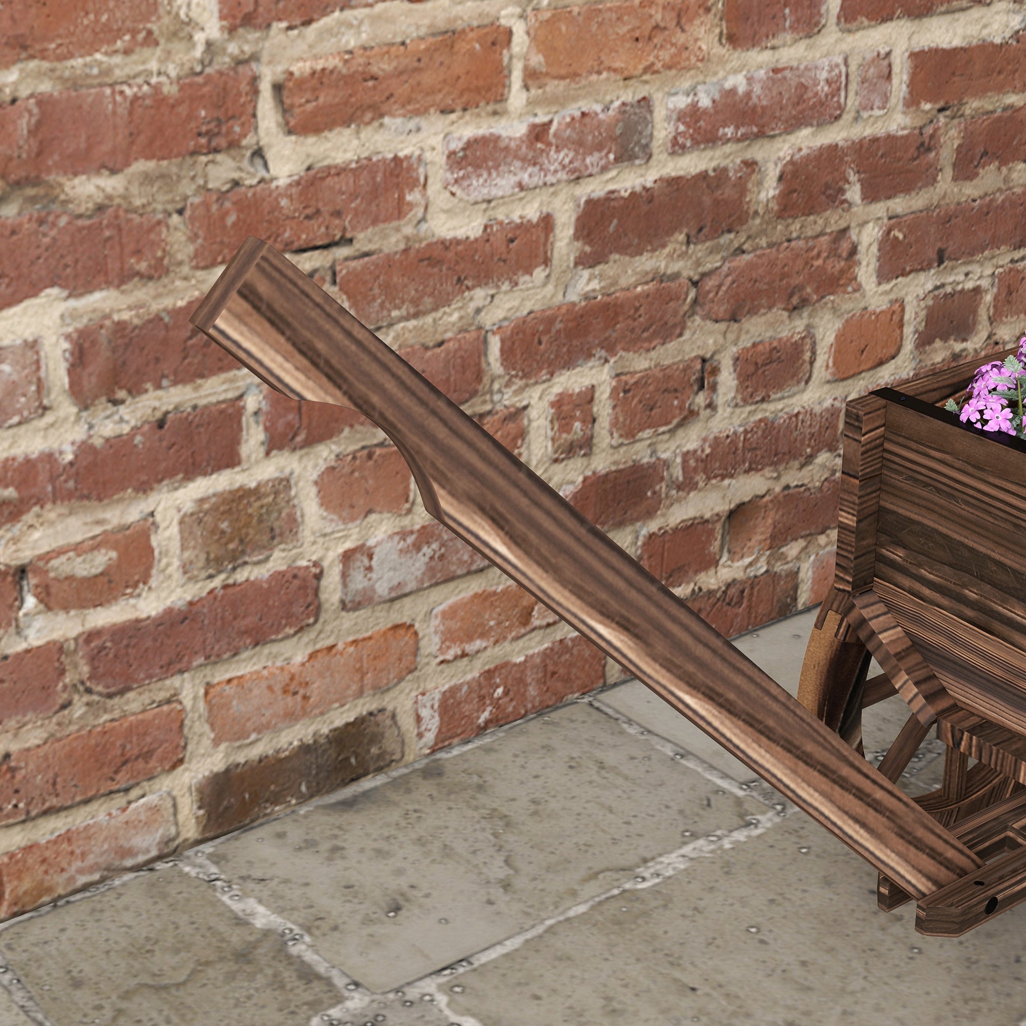 Fioriera in Legno con Ruote e Manico 120x41x54cm Fori di Drenaggio e Finitura Carbonizzata