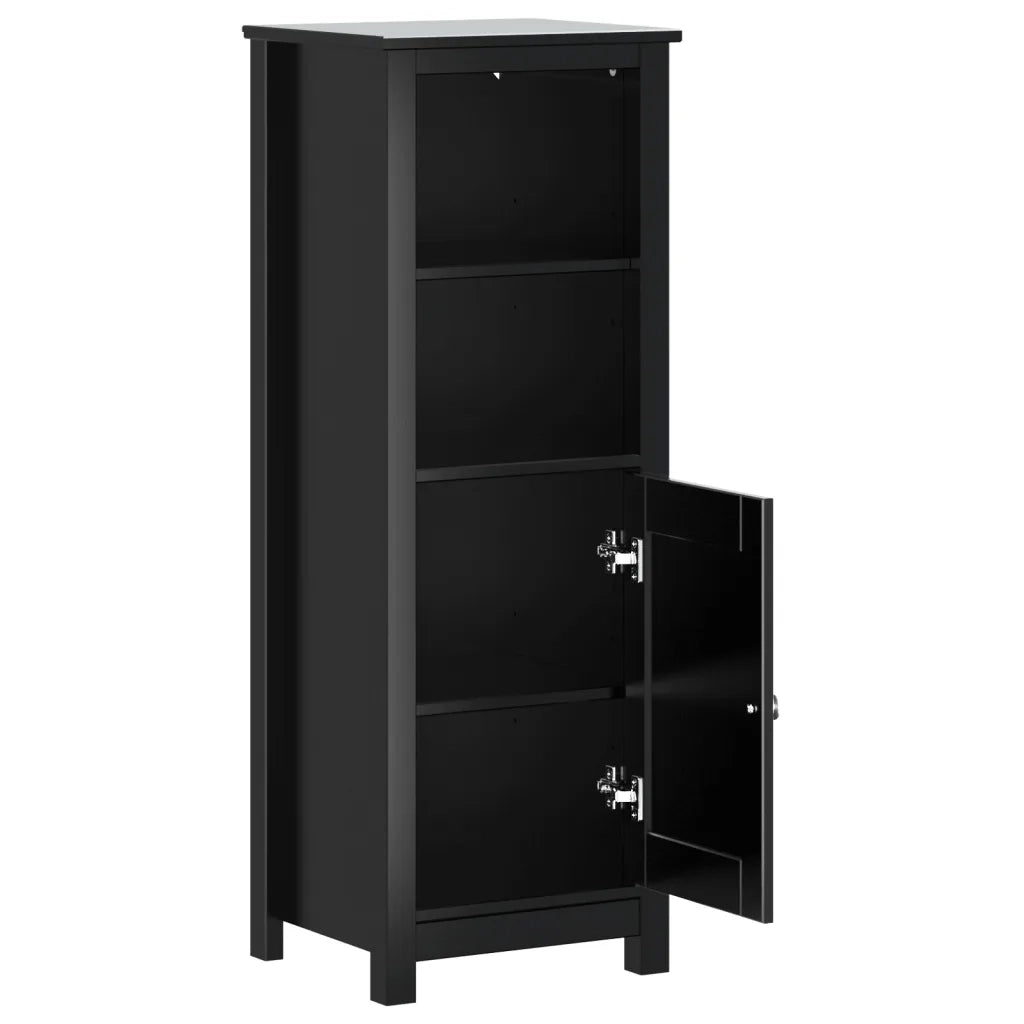 Mobiletto da bagno 40 x 34 x 110 cm design moderno finitura opaca in pino nero 02_0047338