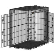 Trasportino per cani portatile e pieghevole con due porte maniglie e vassoio taglia XL 91 x 56 x 64 cm nero 12_0004782