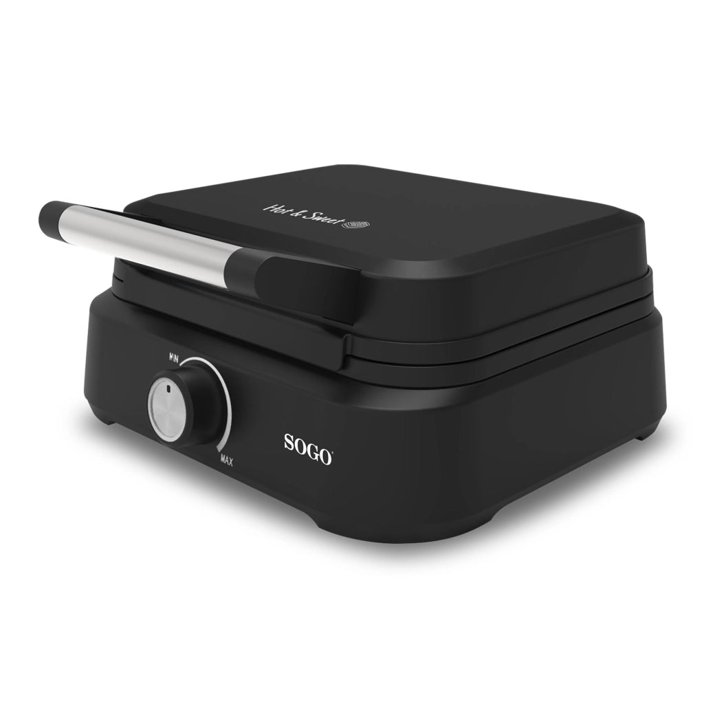 Macchina per waffle belgi elettrica, piastre 17x10,5 cm, 1500W, controllo temperatura, rivestimento antiaderente - SOGO