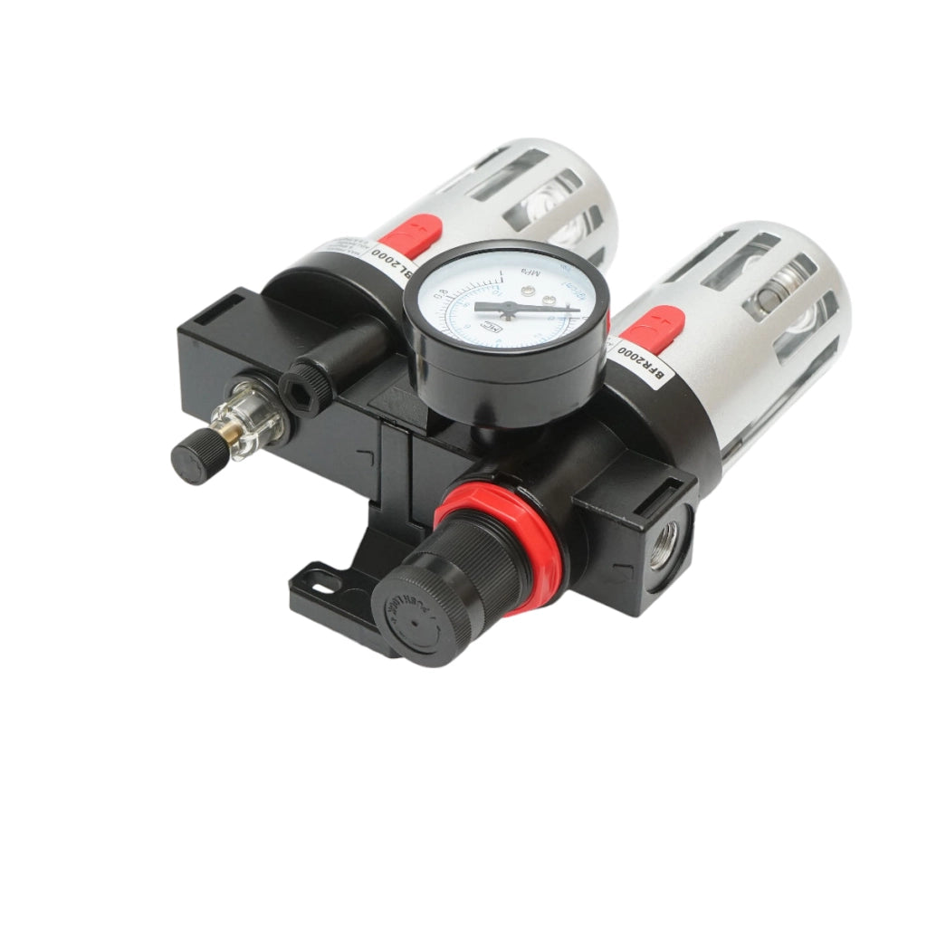 Filtro aria e lubrificatore con regolatore di pressione max. 1 MPa, attacco 1/4