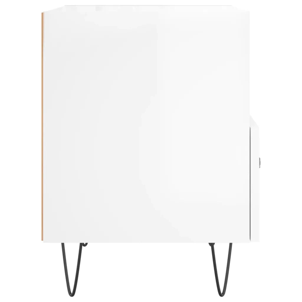 Comodini 2 pz Bianco Lucido 40x35x47,5 cm in Legno Multistrato 827425