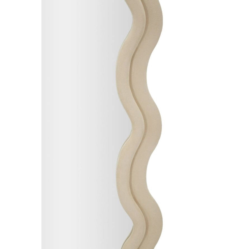 Specchio Da Muro Emily Velluto Crema cm 60x6x160