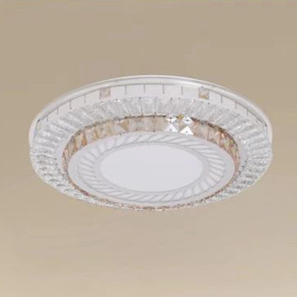 Trade Shop - Plafoniera Da Soffitto 45w ø40cm Led Design A Strati Con Cristalli Luce Fredda 66966 -