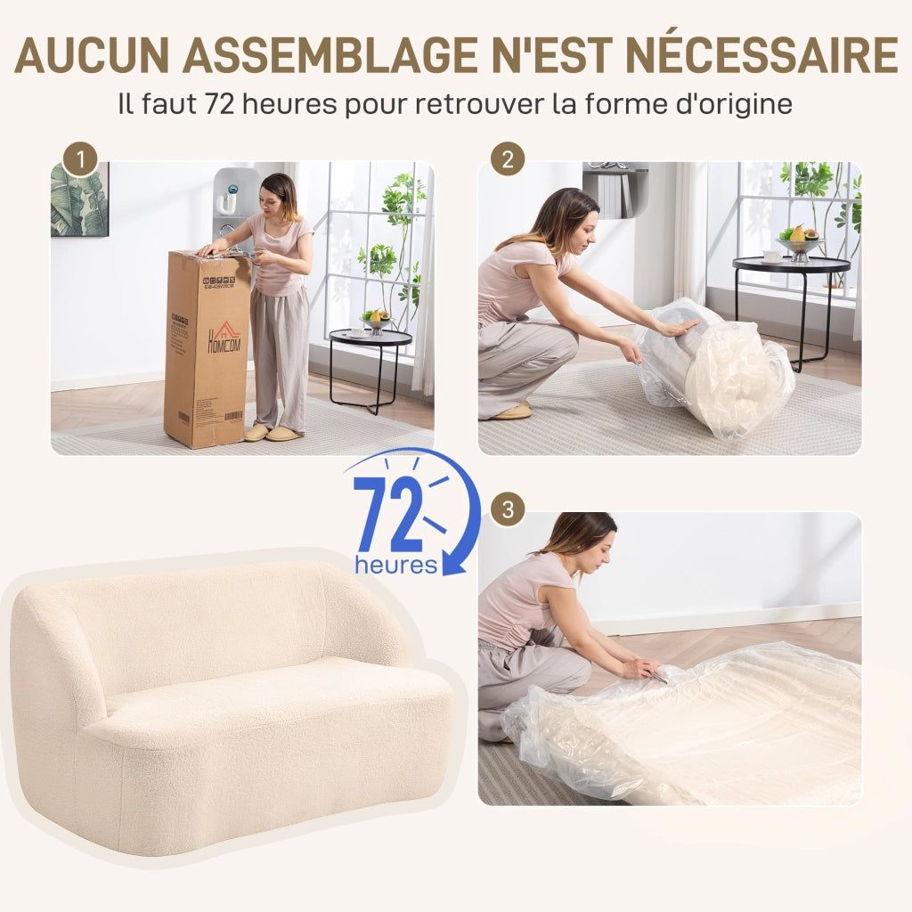 Divano 2 posti tessuto bouclette beige ¨C zephmum ¨C 142 cm