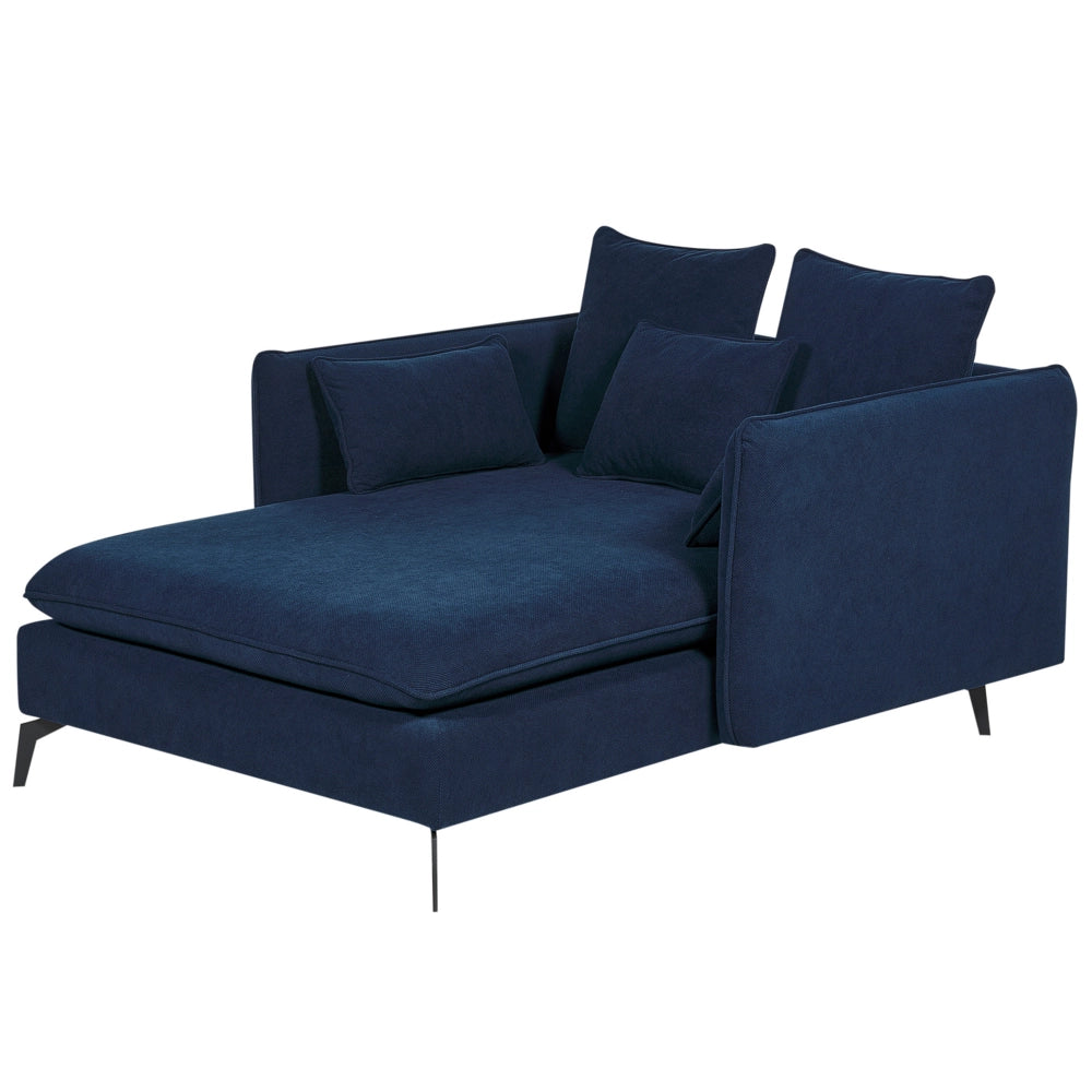 Chaise Lounge Blu Poliestere Tessuto Imbottito Braccioli Cuscino Schienale Design Moderno Soggiorno Simmetrico
