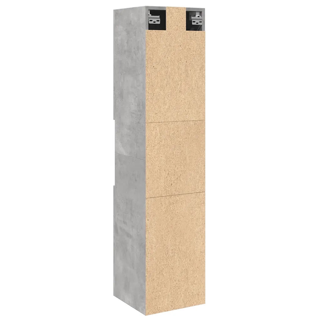vidaXL Mobile Pensile da Bagno Grigio Cemento 30x30x130cm Truciolato