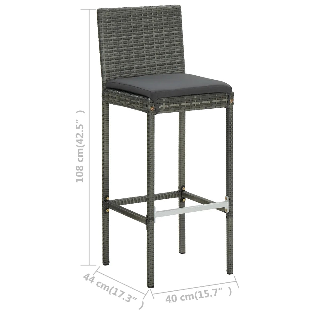 Sgabelli da Bar con Cuscini 4 pz Grigi in Polyrattan cod mxl 75897