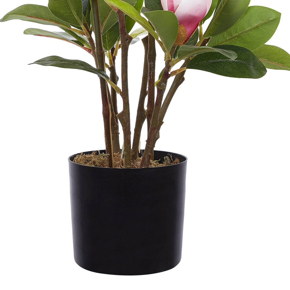 Magnolia artificiale in vaso in materiale sintetico verde e rosa 70 cm Accessorio decorativo per interni