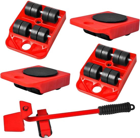 Set di ruote per trasporto mobili 5 pezzi - Sollevatore ruotabile - Lifter per mobili pesanti - Pads ruotabili a 360 gradi - Adatto per divani/armadi - Dimensioni 105 x 80 x 30 mm - Lifter per mobili