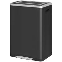 Bidone Immondizia a 2 Sezioni da 20L con Coperchio Silenzioso, in Acciaio Inox e PP, 40x34.8x59 cm, Nero