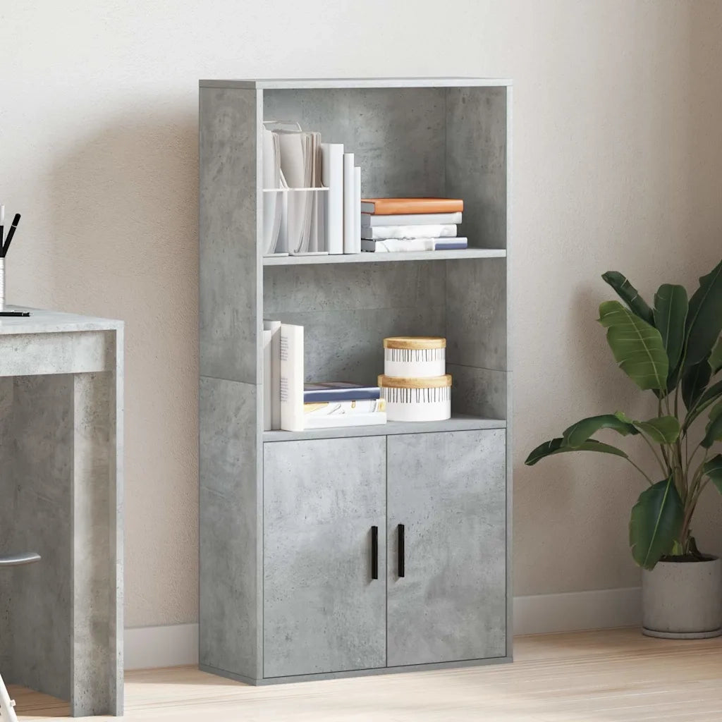 Libreria-Scaffale per Libri-Mobile di Stoccaggio Grigio Cemento 60x24x120 cm in Legno Multistrato