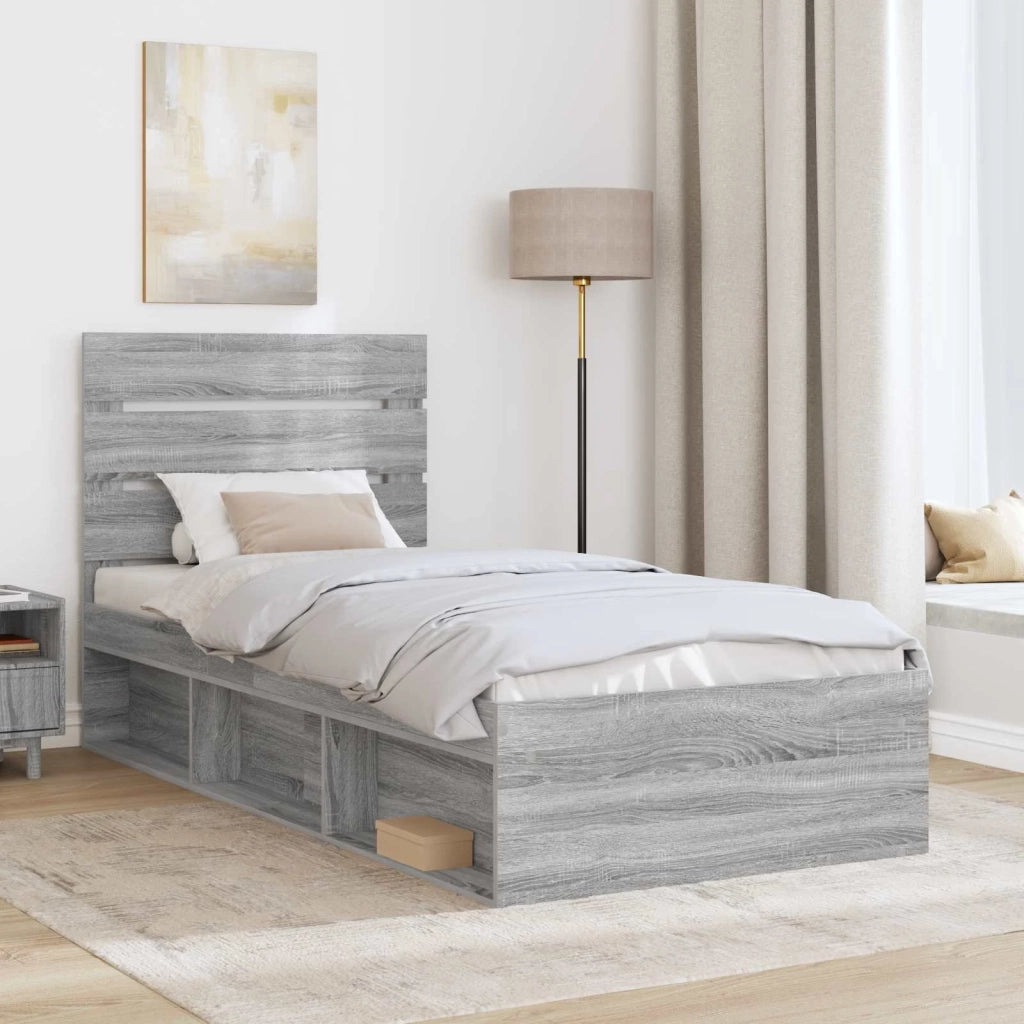 Struttura del letto Grigio Sonoma 100 x 200 cm Pino massello 3411781