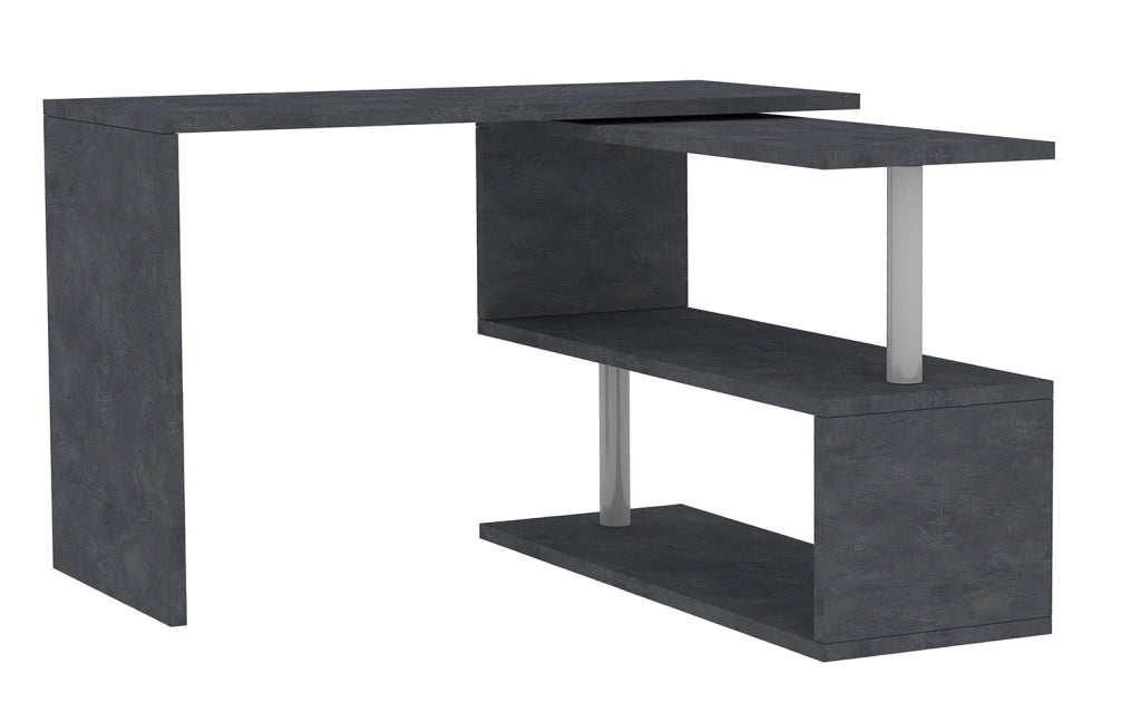 Scrivania con Gamba ad S Girevole 120/65x50x75 cm Volta Ardesia