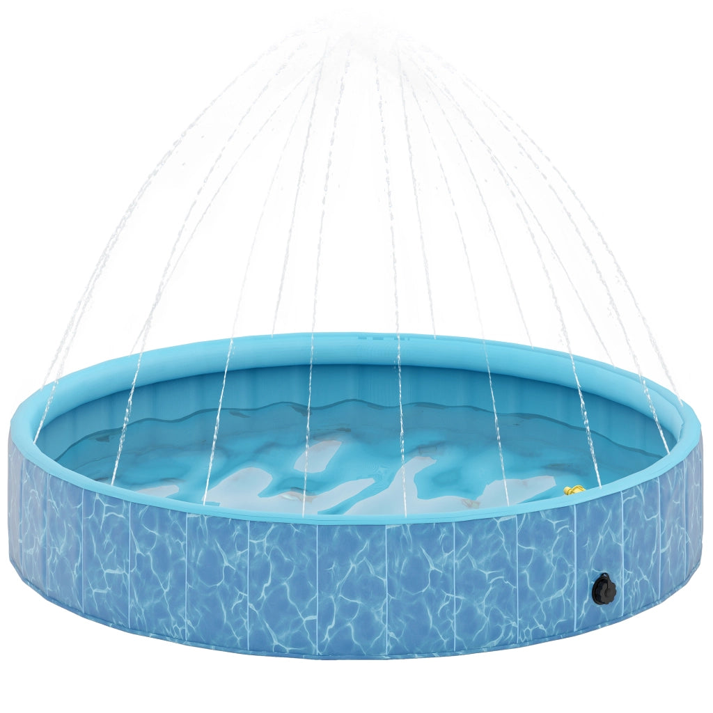 Piscina per Cani Pieghevole con Fontana e Cuscini d'Acqua ¨C Zephmum ¨C Blu ?160x30 cm