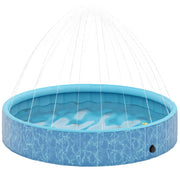Piscina per Cani Pieghevole con Fontana e Cuscini d'Acqua ¨C Zephmum ¨C Blu ?160x30 cm