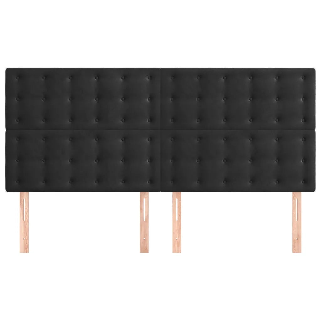 Testiere 4 pz Nere 100x5x78/88 cm in Velluto