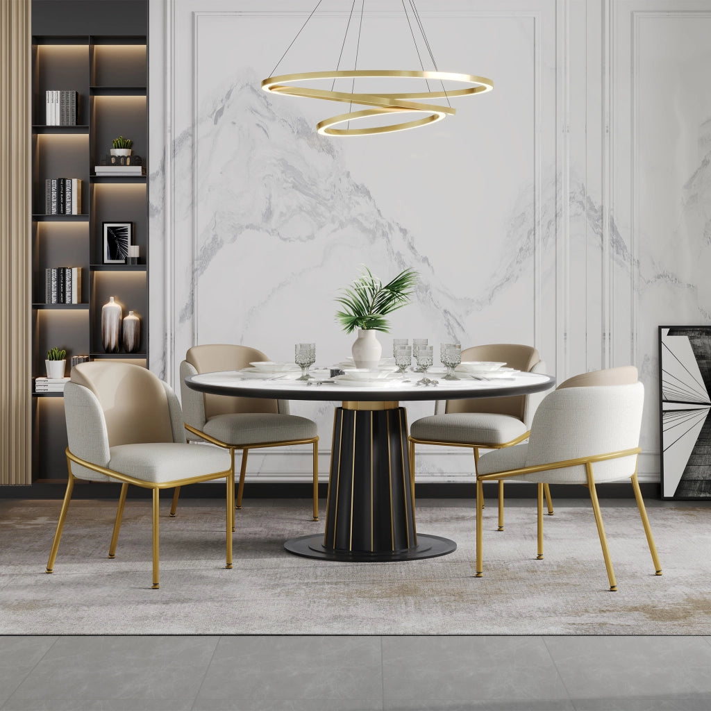 SEDIA da pranzo set da 4 pezzi beige con piedini regolabili