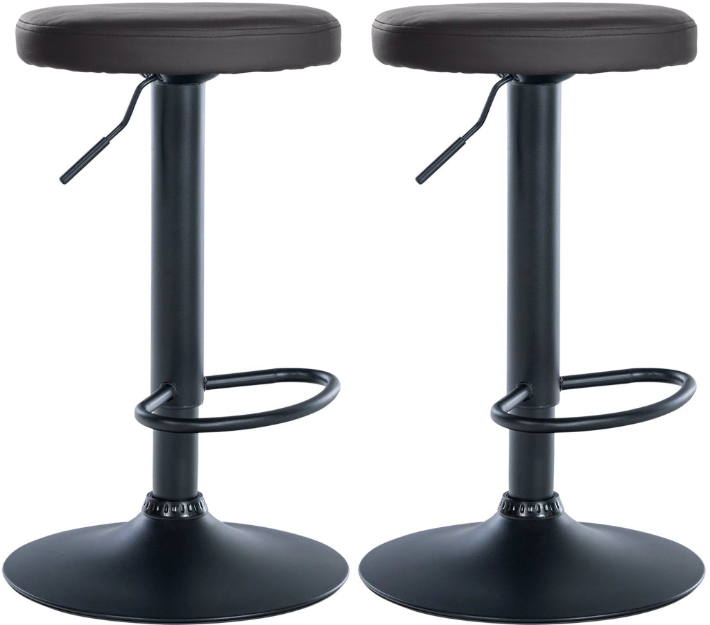 Set di 2 sgabelli da bar Ponte in similpelle nero,Metallo nero opaco