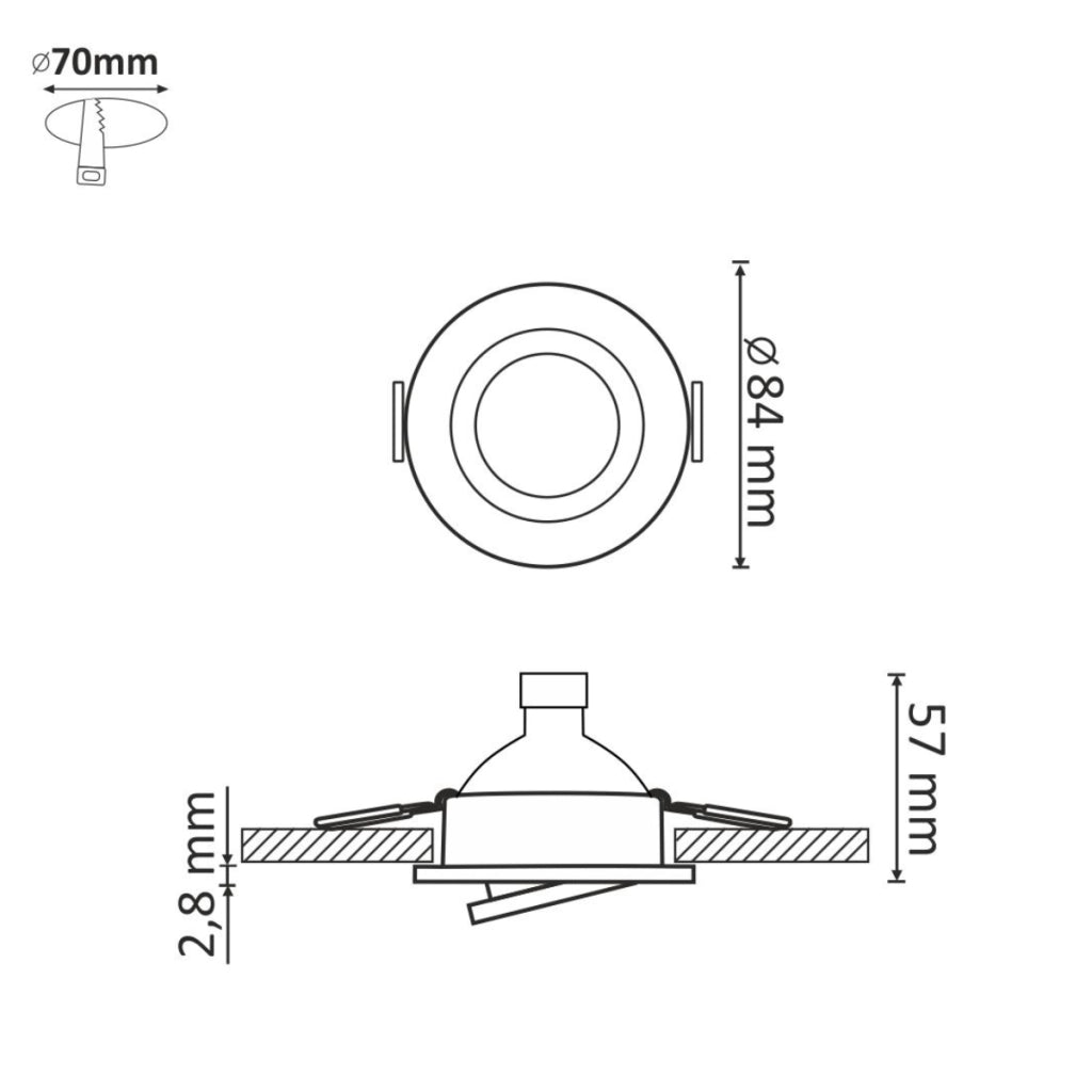 Faretto incasso tondo alluminio argento 3pz GU10 Polux