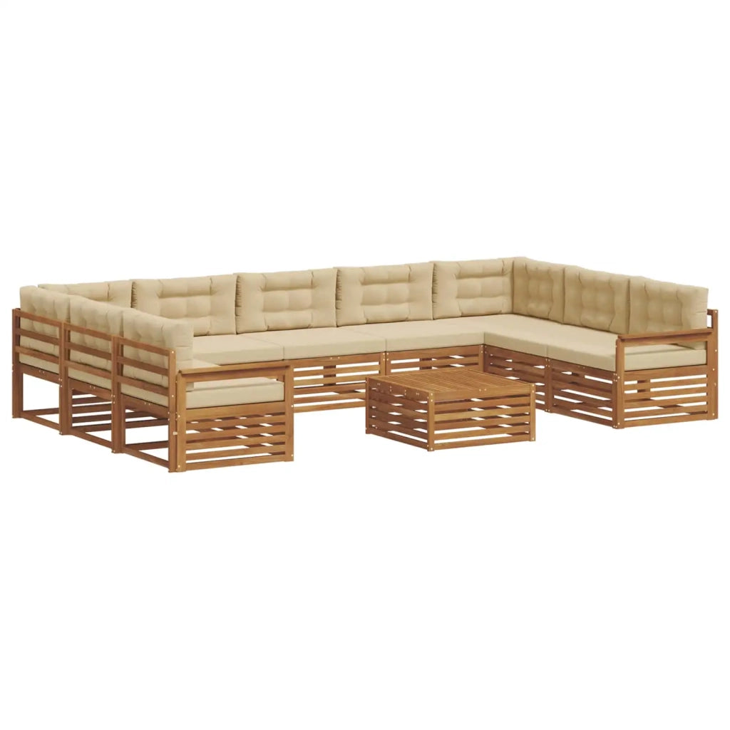 Set di divani da esterno con cuscino 10 pcs Naturale e Beige