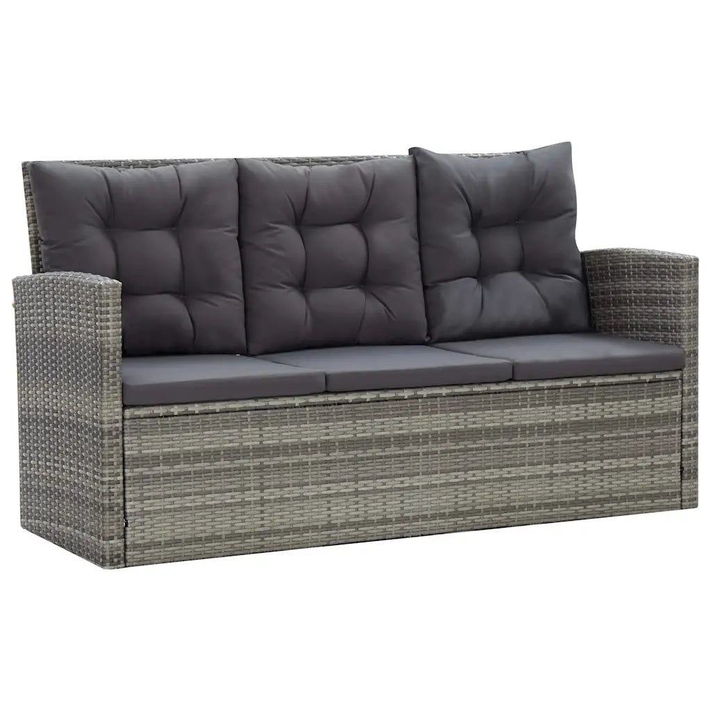 Set da Pranzo da Giardino 5 pz con Cuscini in Polyrattan Grigio 46115