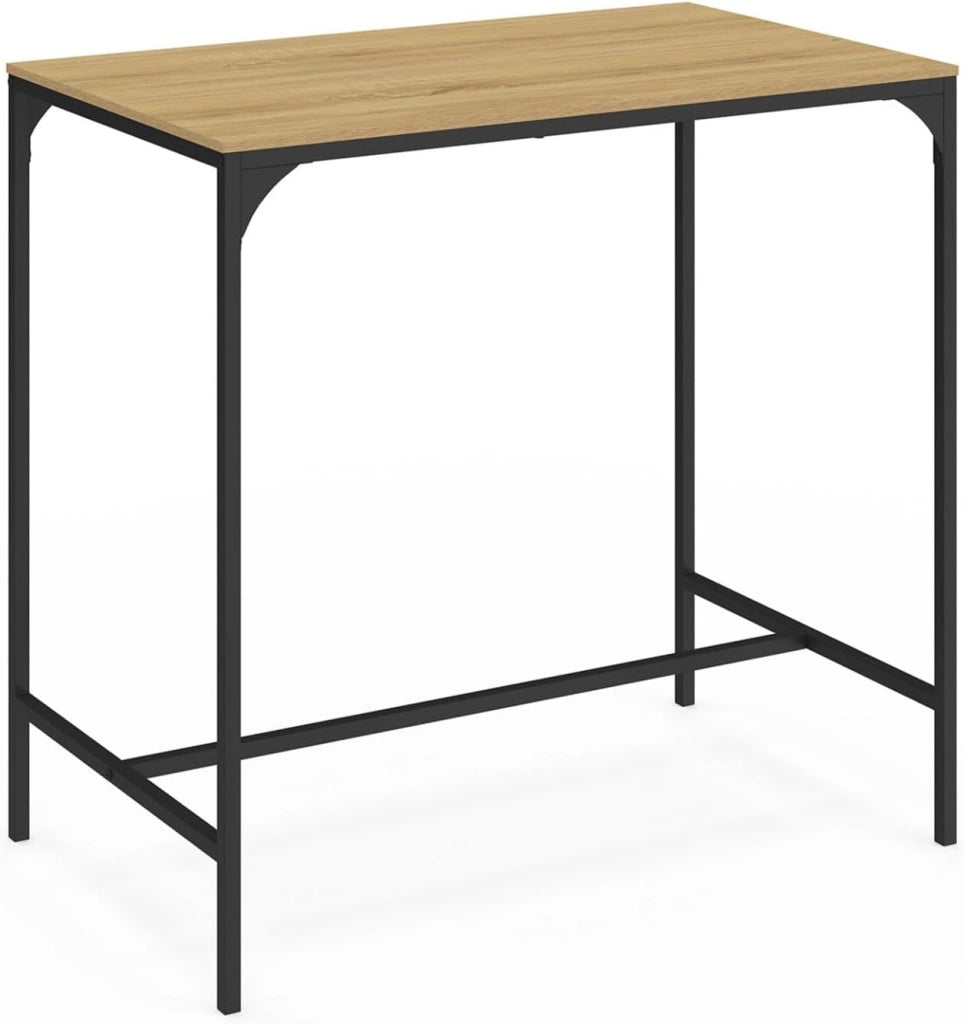 DETROIT Tavolo da bar alto 100 cm e 4 sgabelli in metallo e legno nero - design industriale