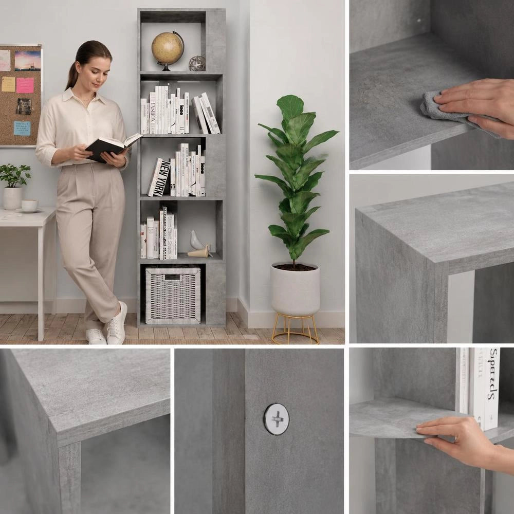 Bookshelf/room Divider, Concrete Grey, 45x24x159 Cm, Wood-based Material