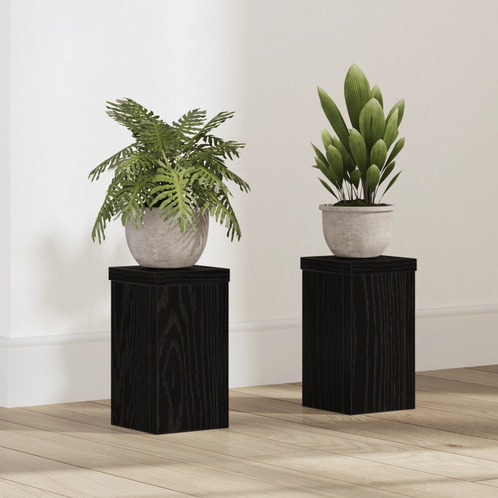 Supporto per Piante in Rovere Nero di Set di 2 Rovere Nero Legno