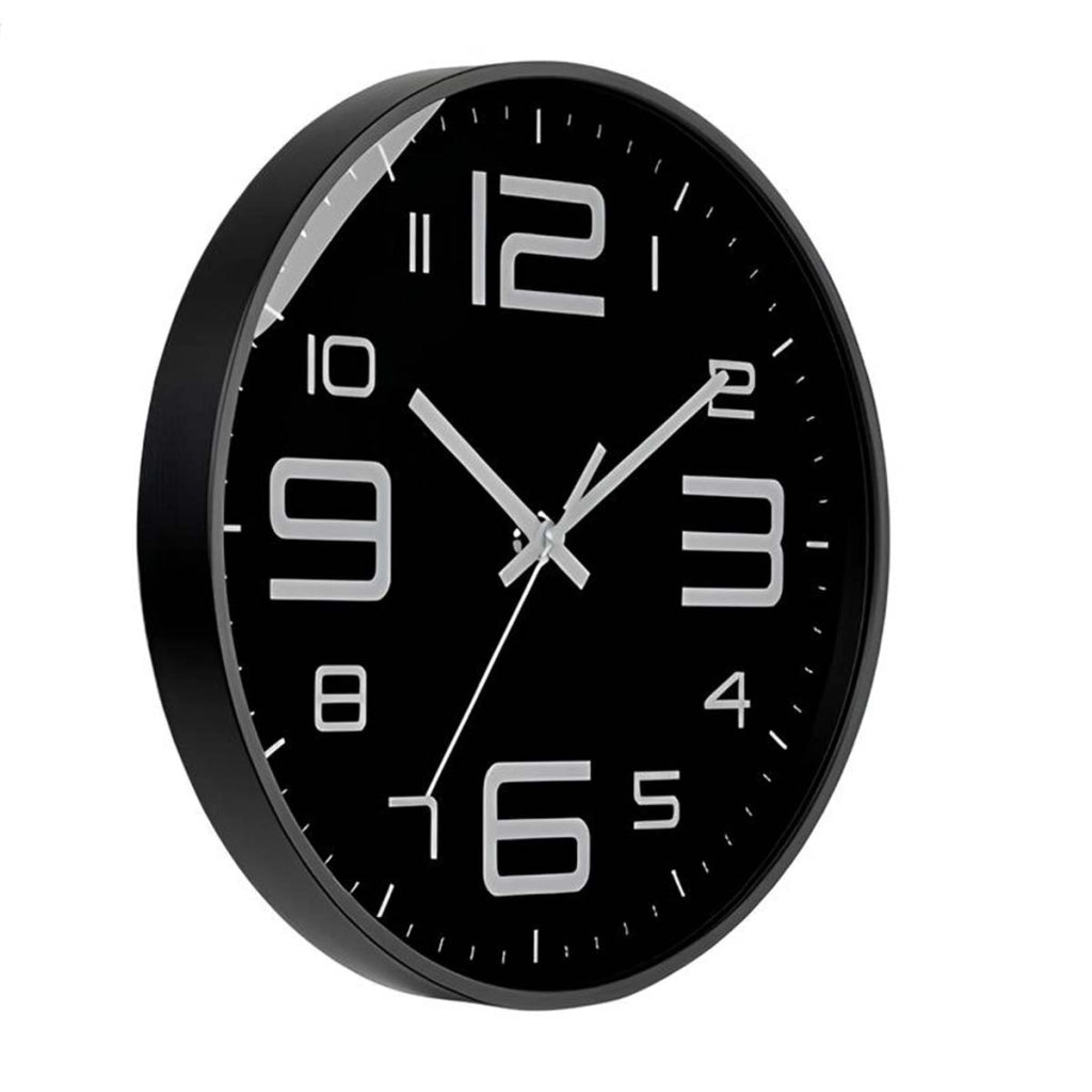 Orologio da parete silenzioso moderno 26 cm numeri a contrasto Nero Avizar