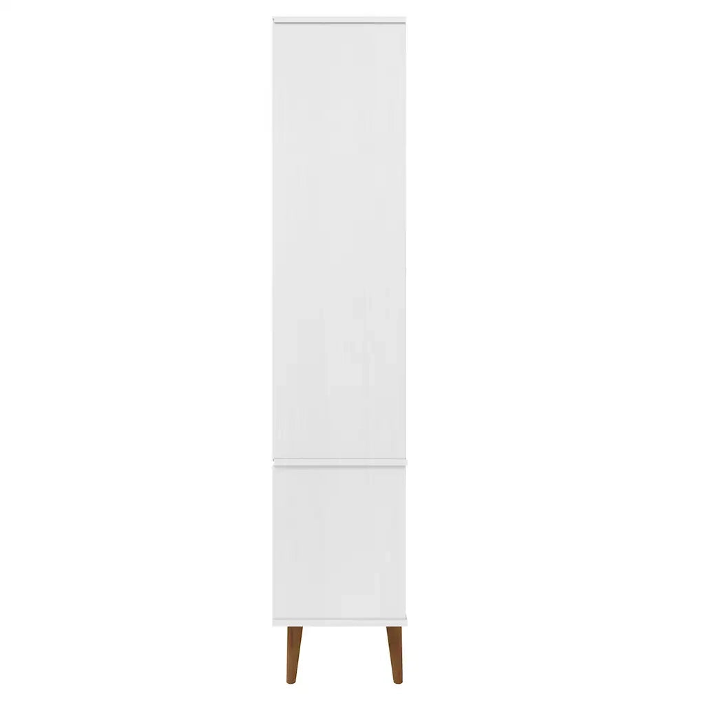 Vetrina MOLDE Bianca 90x35x175 cm in Legno Massello di Pino 350544