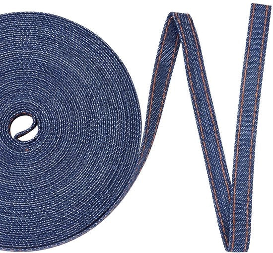 Nastro di Jeans 10m - 1cm Larghezza - Tela Gelaia - Per Progetti DIY/Knutsel - Accessori per Capelli - Decorazione per Cucito - Stoffa per Decorazioni