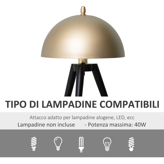 Lampada da Tavolo Ø30x62 cm E27 Paralume in Metallo Oro