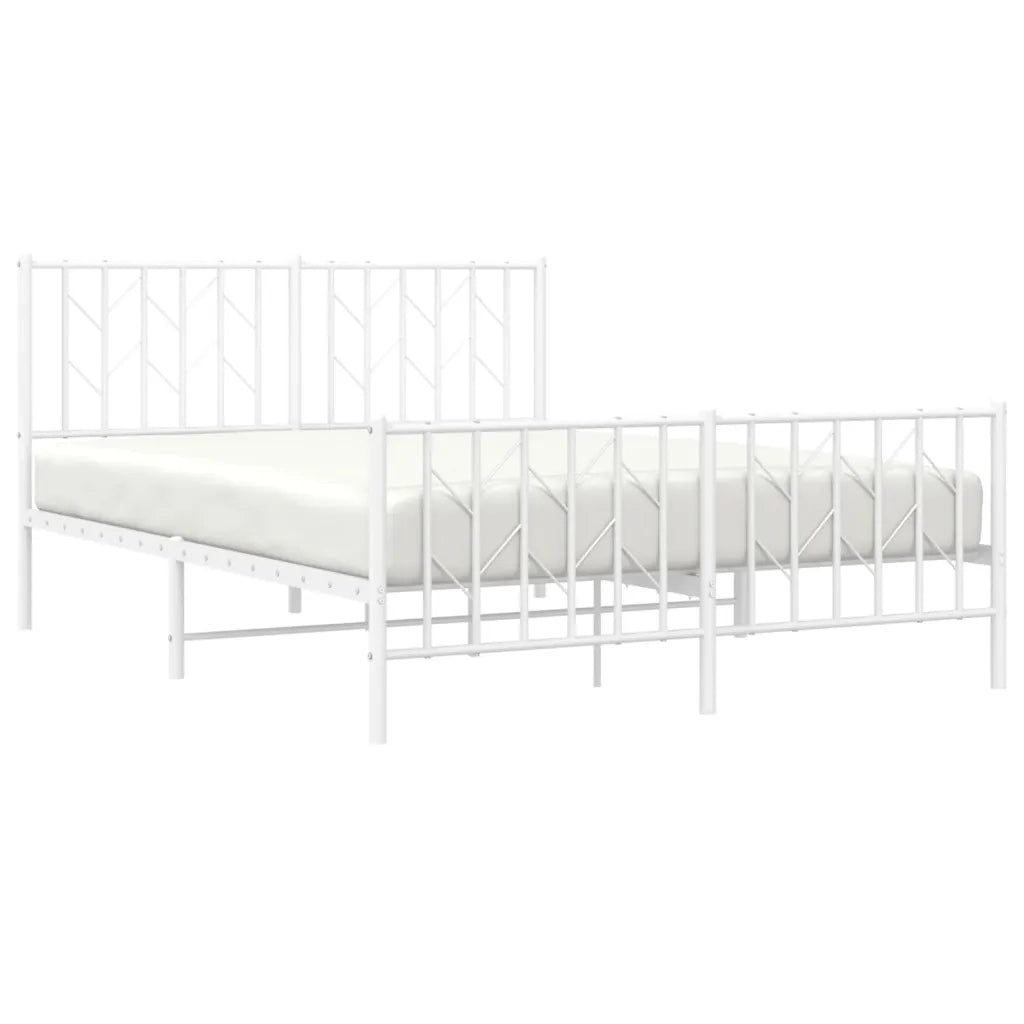 Giroletto con Testiera e Pediera-Struttura Letto Metallo Bianco 135x190 cm 531040