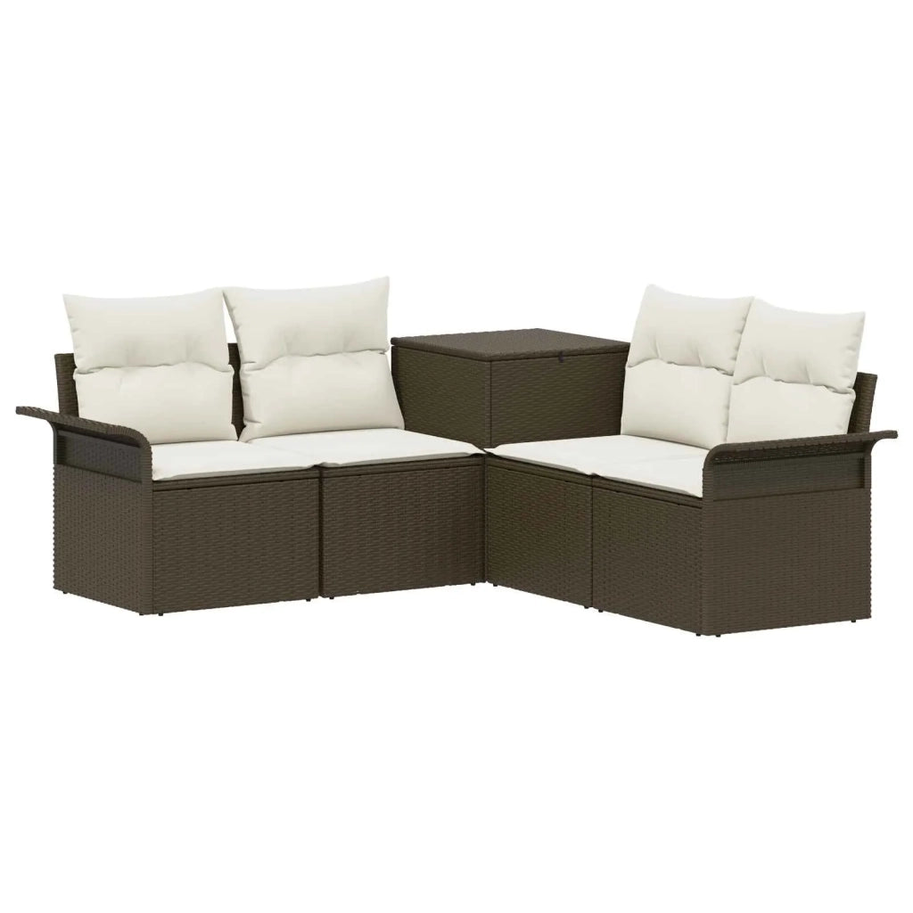Set di divani 5 pz Marrone e Bianco Crema 3447736