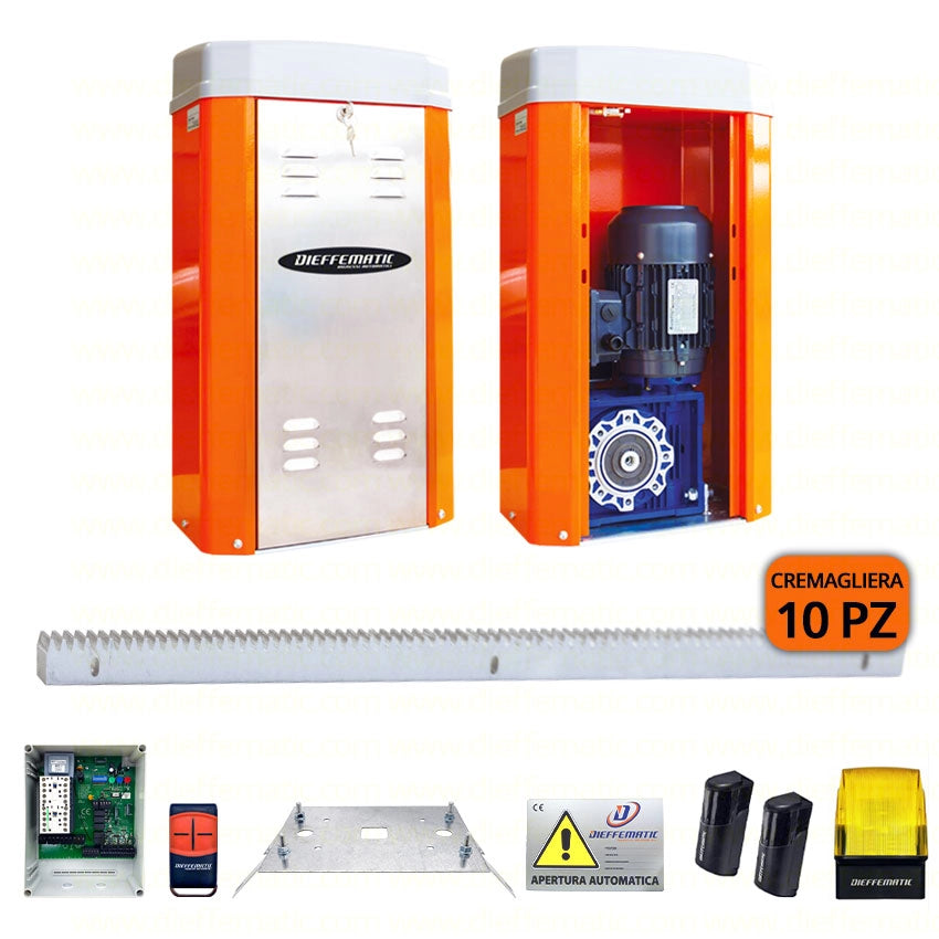 KIT SCORREVOLE GIGA 4000KG 380V TRIFASE CON 10 METRI DI CREMAGLIERA ZINCATA DFM