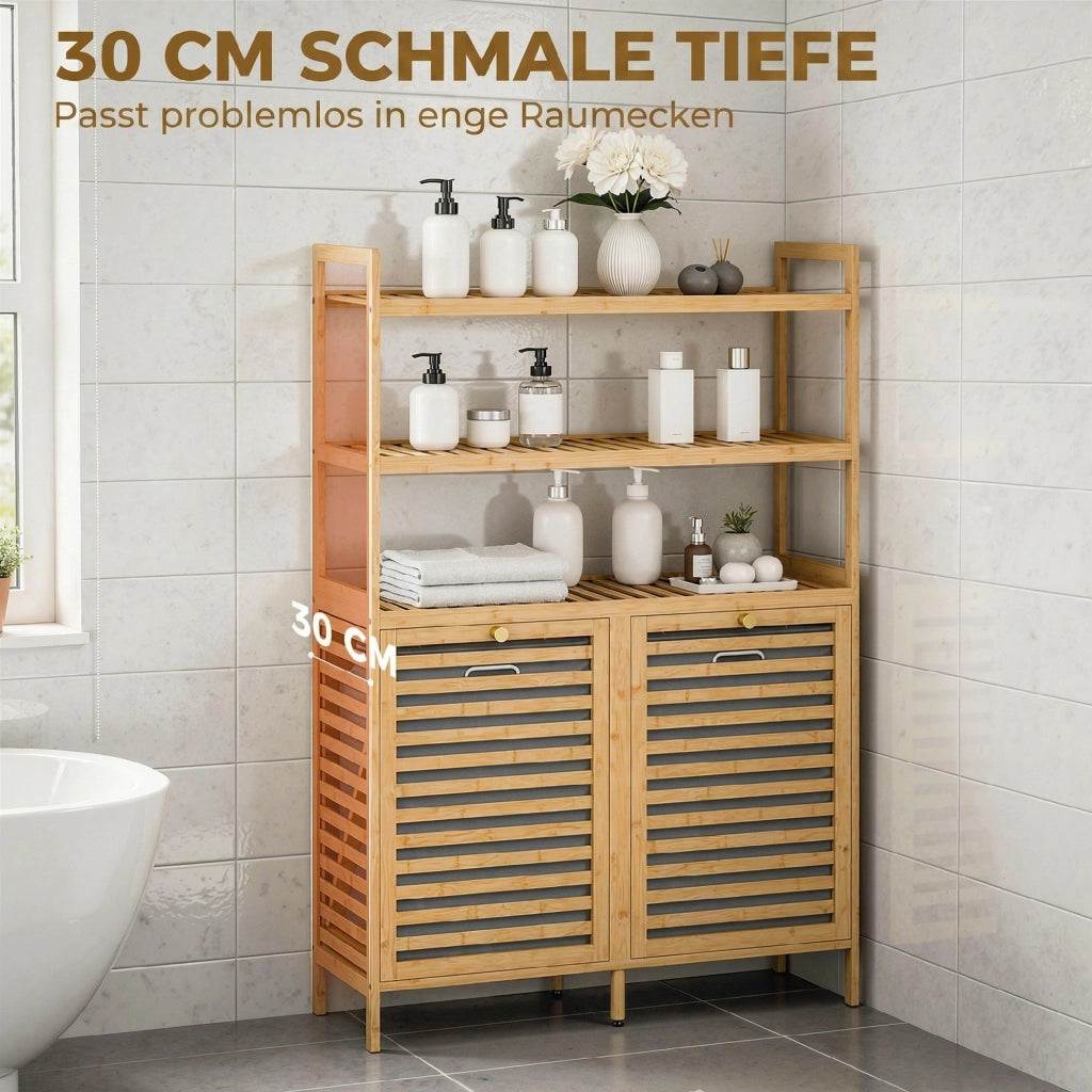 Armadio biancheria con ante ribaltabili e cesti ¨C zephmum ¨C quercia 80x40x180