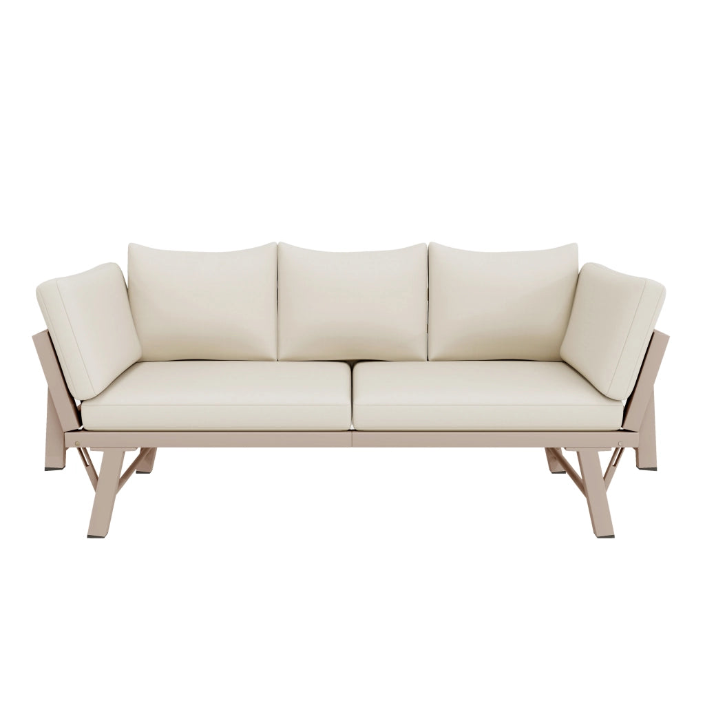 Set da giardino 3 posti con sdraio - Zephmum - Beige con braccioli pieghevoli