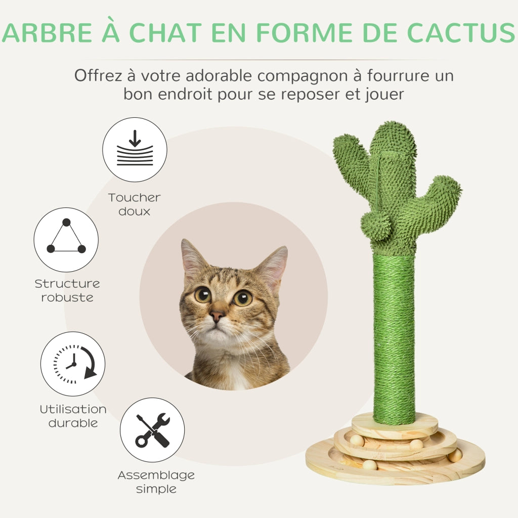 Arbre ¨¤ Chat Cactus con Sisal Naturale e Piattaforma ¨C zephmum ¨C Verde 32x60 cm