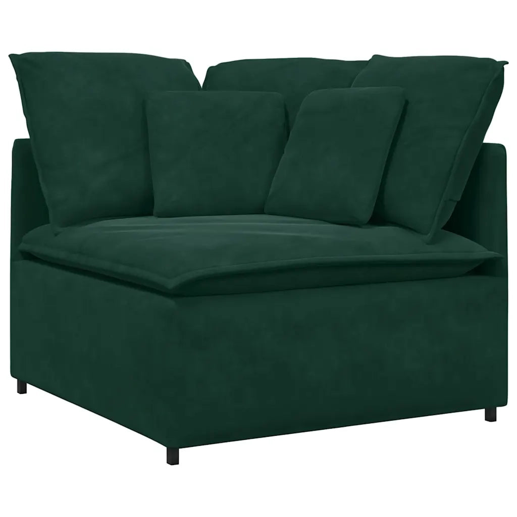 vidaXL Divano Modulare con Cuscini in Velluto Verde Scuro