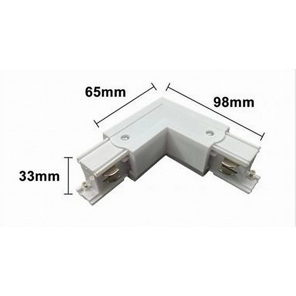 Trade Shop - Connettore Angolare Tipo L Giunto Curvo Binario Track Trifase Bianco Nero Gf070-l -