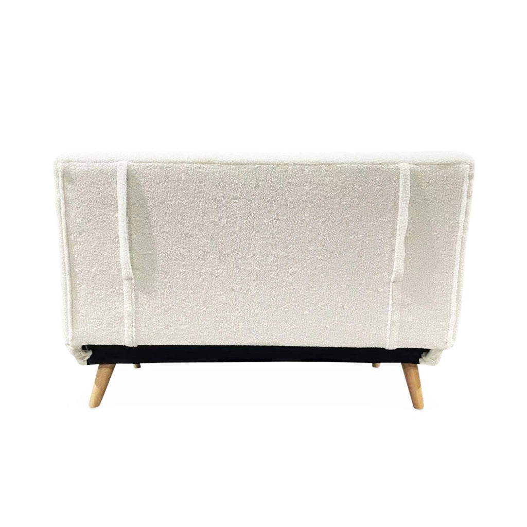 Divano letto in tessuto bouclé, 2 posti, crema